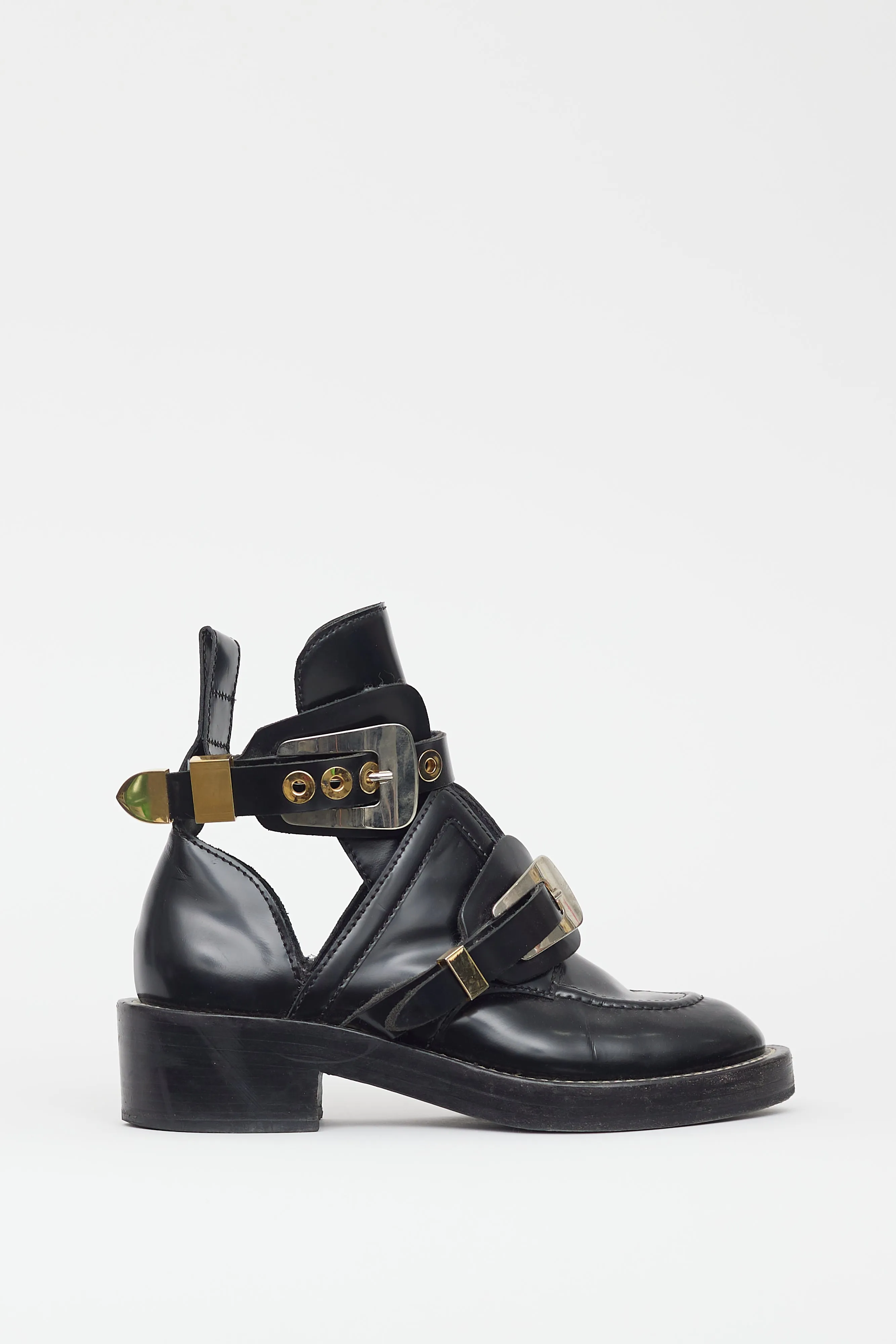 Black Leather Cut Out Boot
