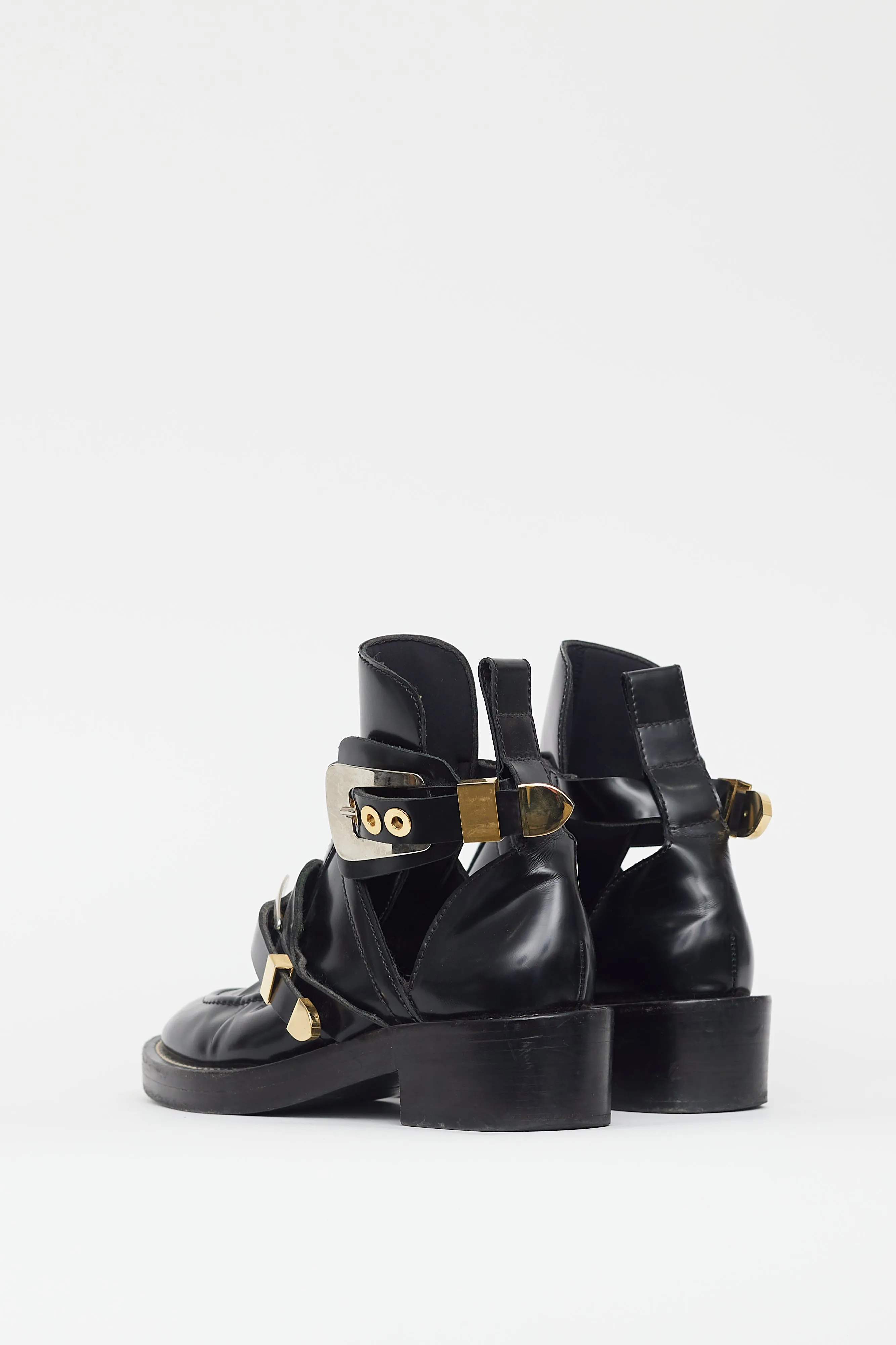 Black Leather Cut Out Boot