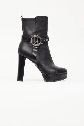 Black Leather Platform Silver Hardware Boot