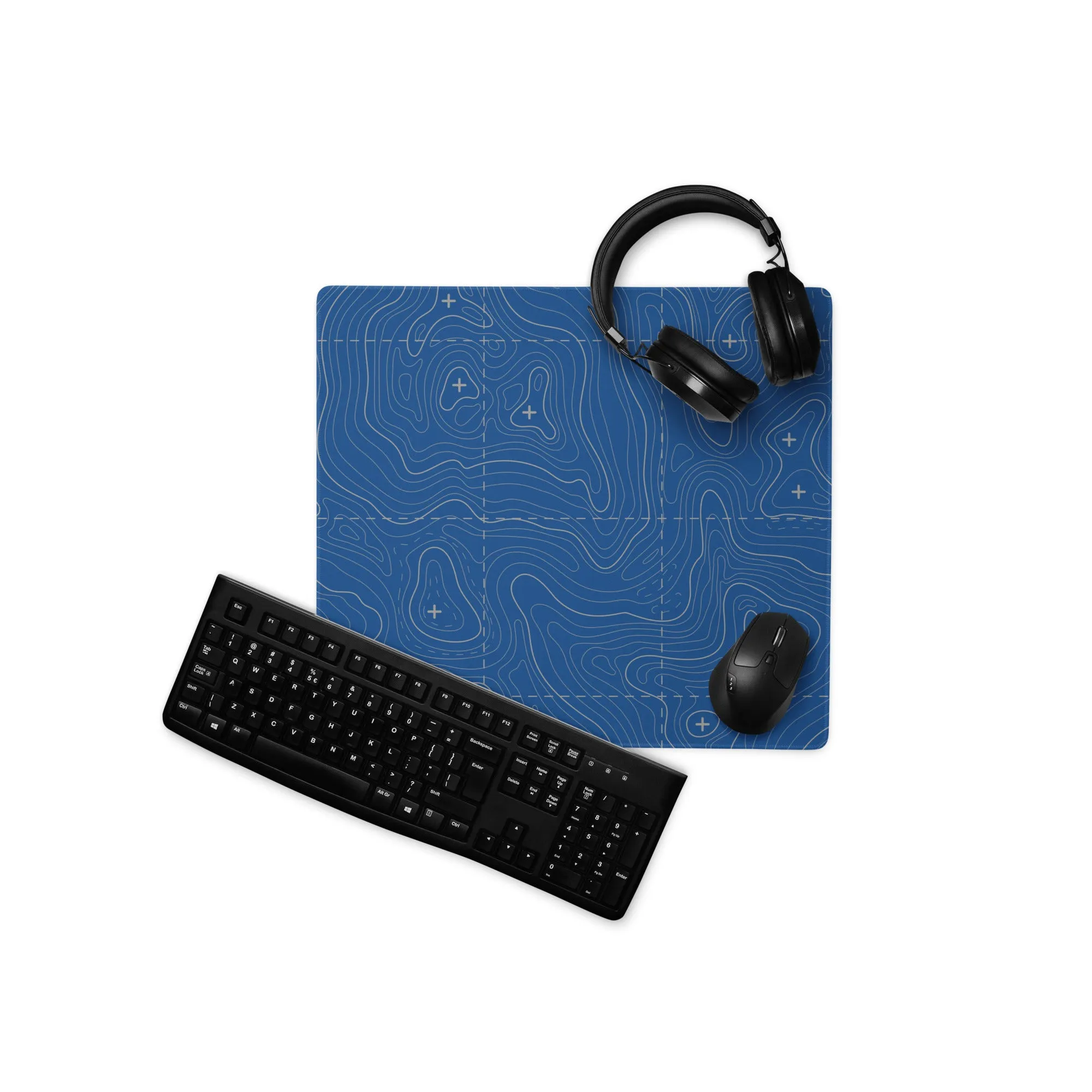 Blue and Gray Topographic Gaming Mouse Pad