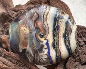 Blue Shimmer Organic Lampwork Focal Bead SRA