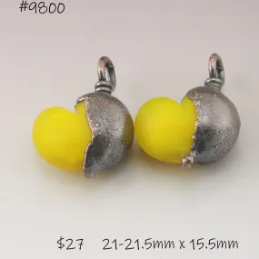 Bright Yellow Etched Hearts with Copper Electroforming