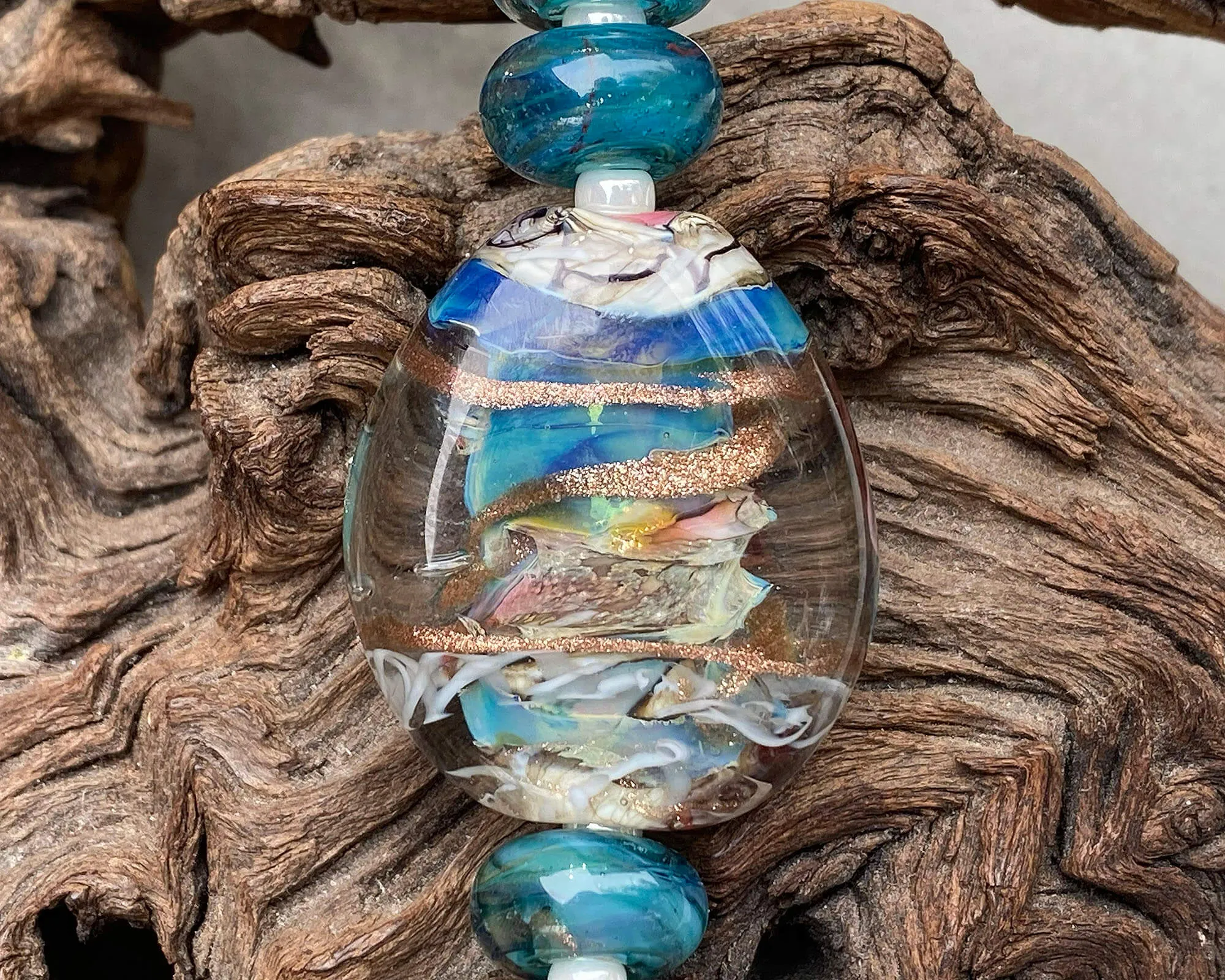 Caribbean Swirls Lampwork Focal Bead SRA