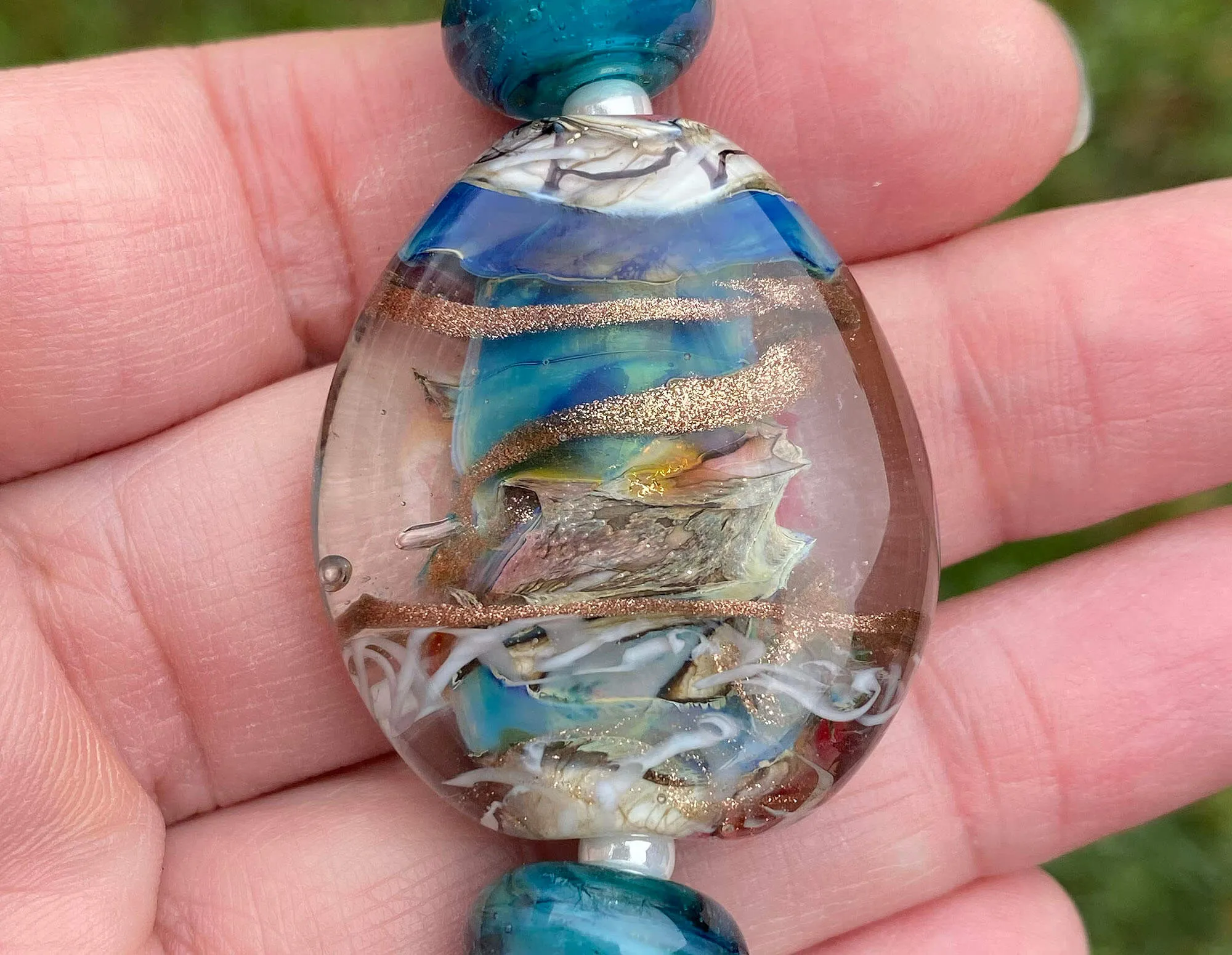 Caribbean Swirls Lampwork Focal Bead SRA