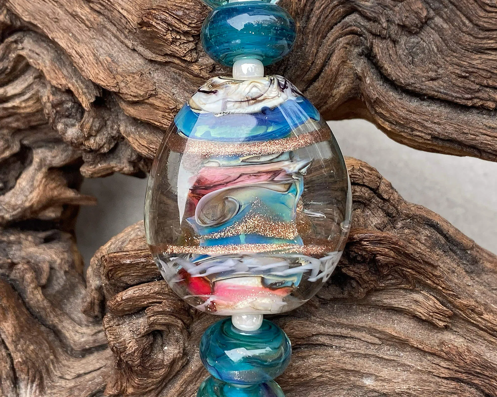 Caribbean Swirls Lampwork Focal Bead SRA