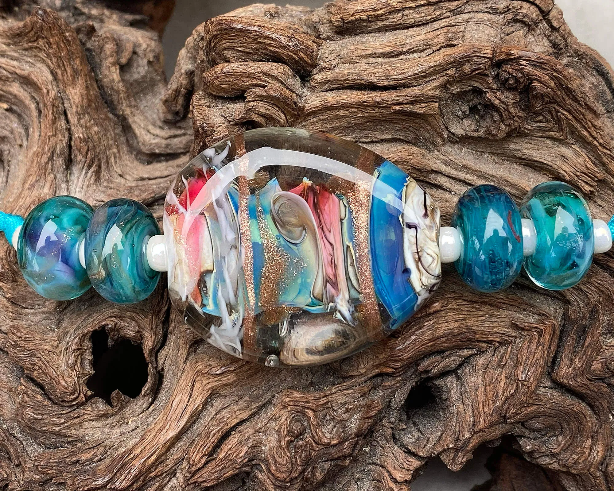 Caribbean Swirls Lampwork Focal Bead SRA