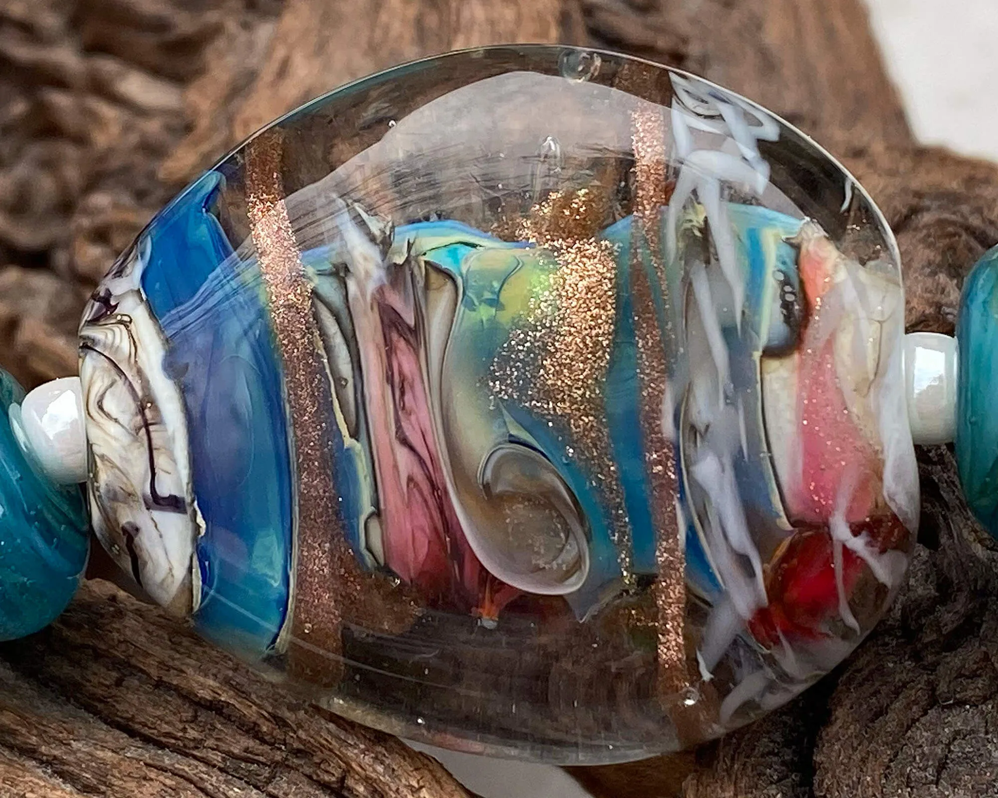 Caribbean Swirls Lampwork Focal Bead SRA