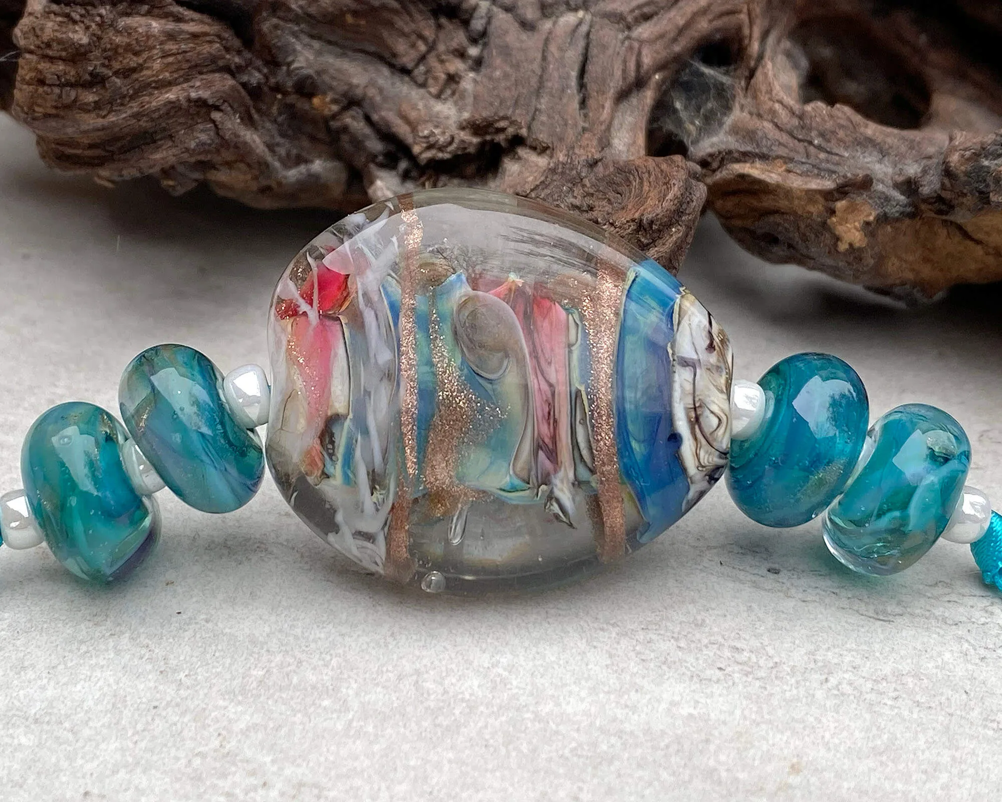 Caribbean Swirls Lampwork Focal Bead SRA