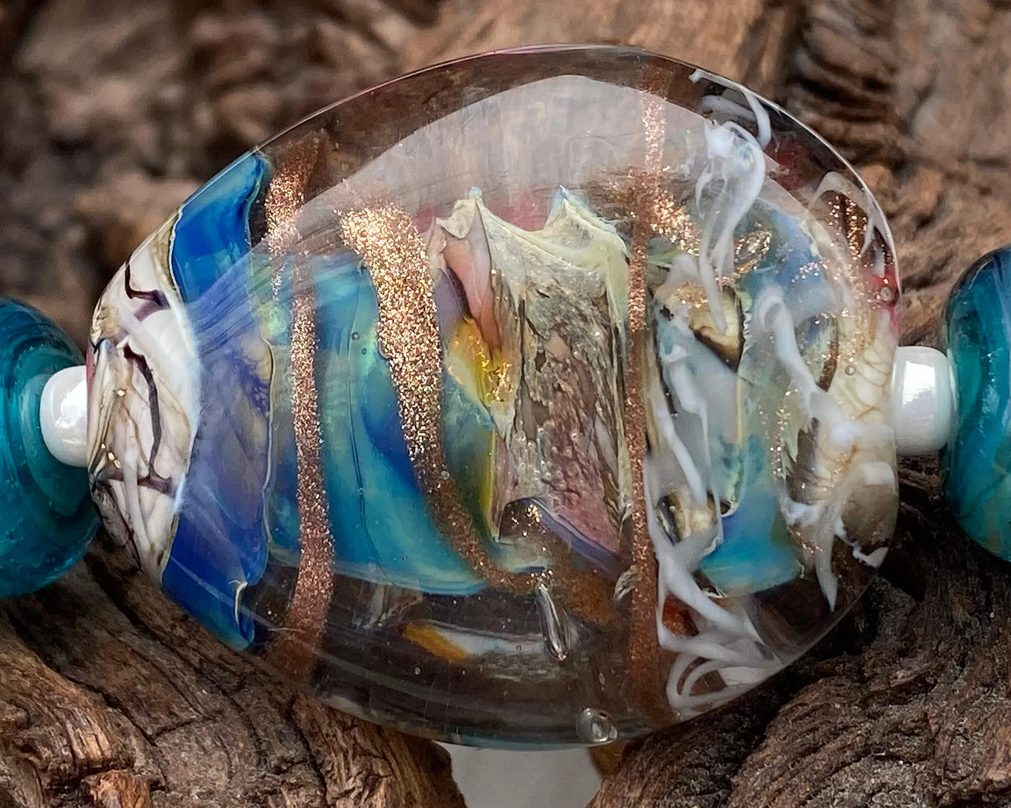 Caribbean Swirls Lampwork Focal Bead SRA
