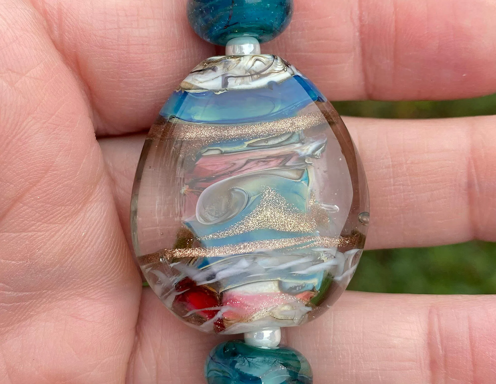Caribbean Swirls Lampwork Focal Bead SRA