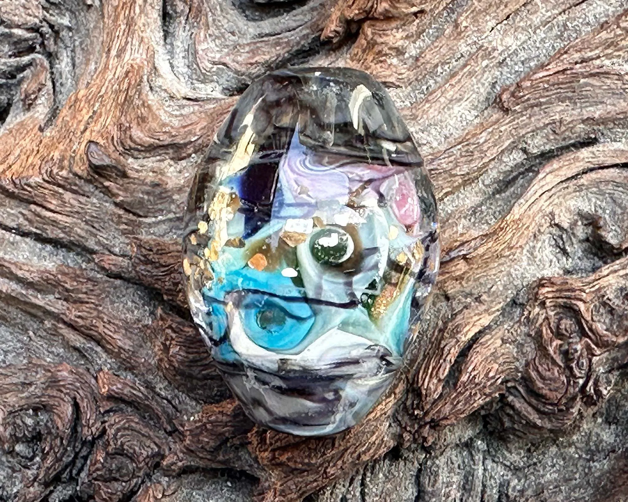 Celestial Steel Prism Lampwork Focal Bead