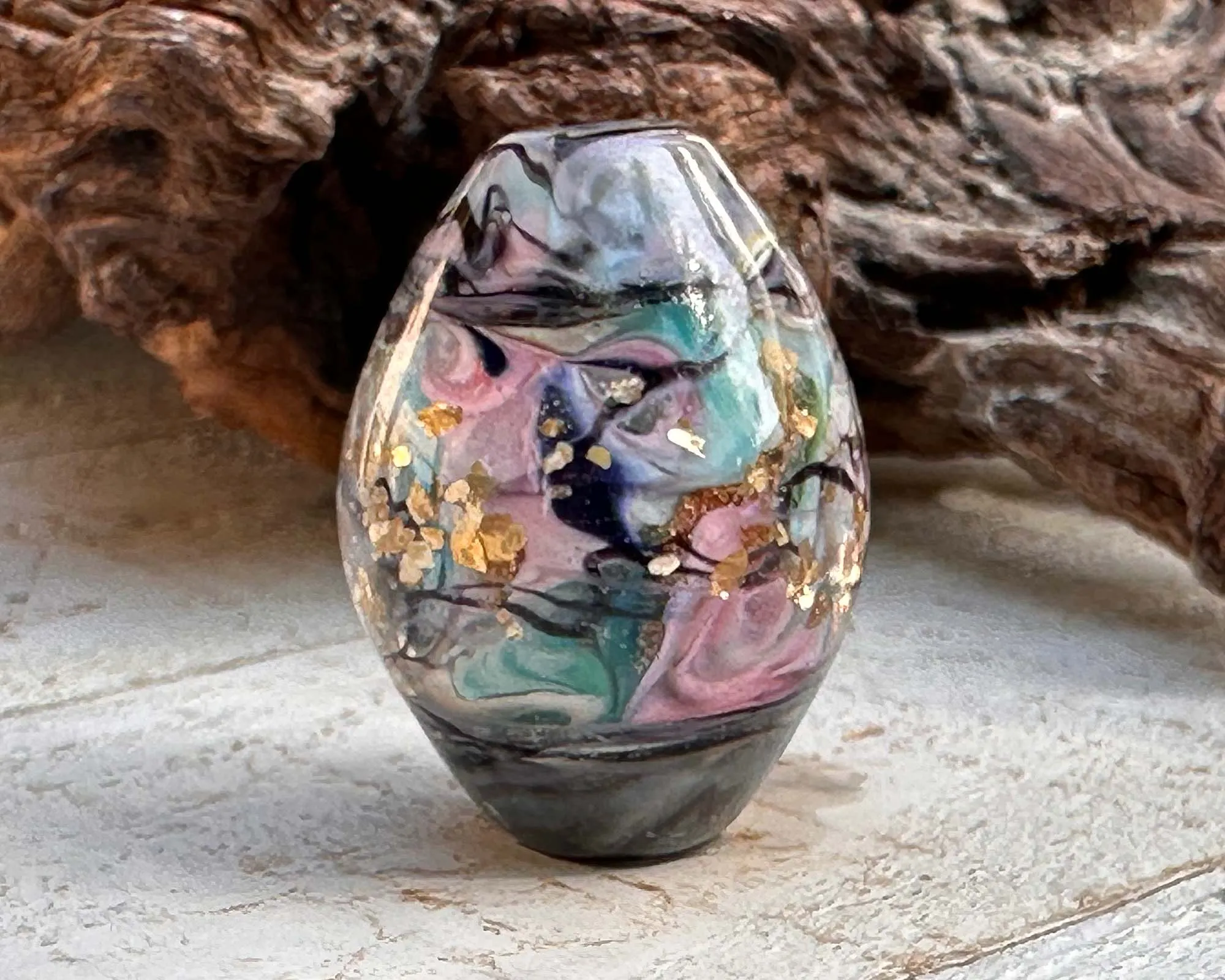 Celestial Steel Prism Lampwork Focal Bead
