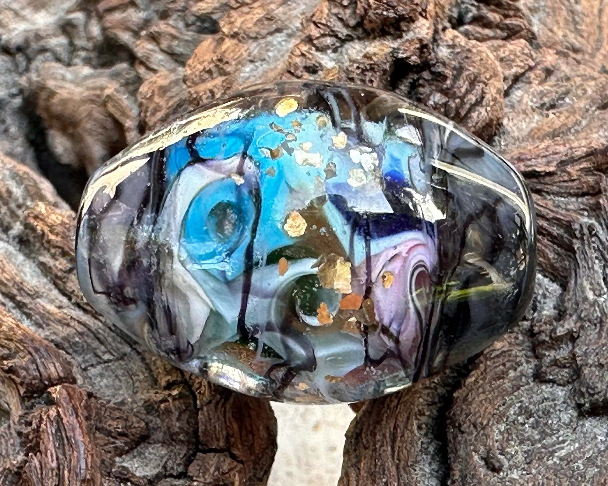 Celestial Steel Prism Lampwork Focal Bead