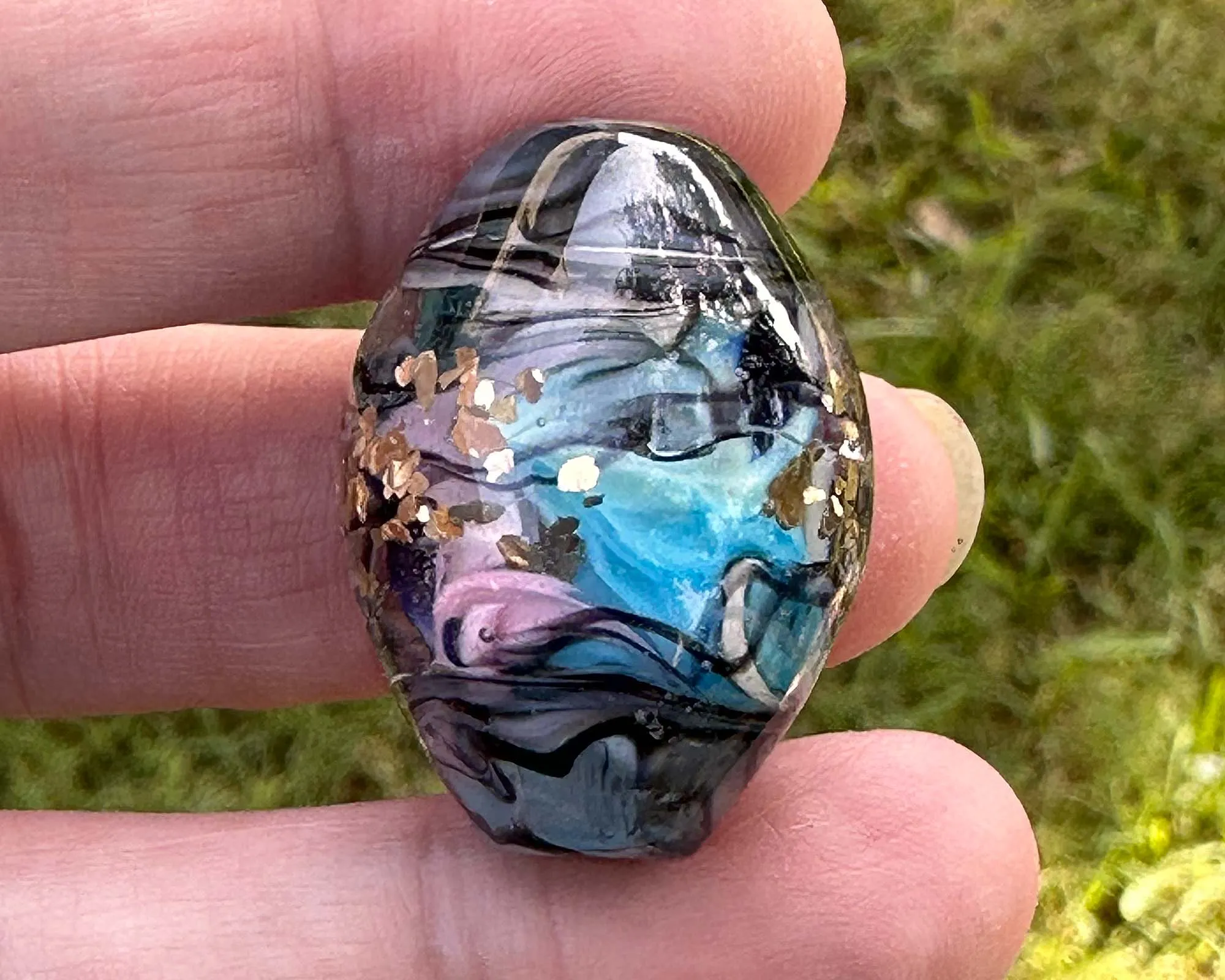 Celestial Steel Prism Lampwork Focal Bead