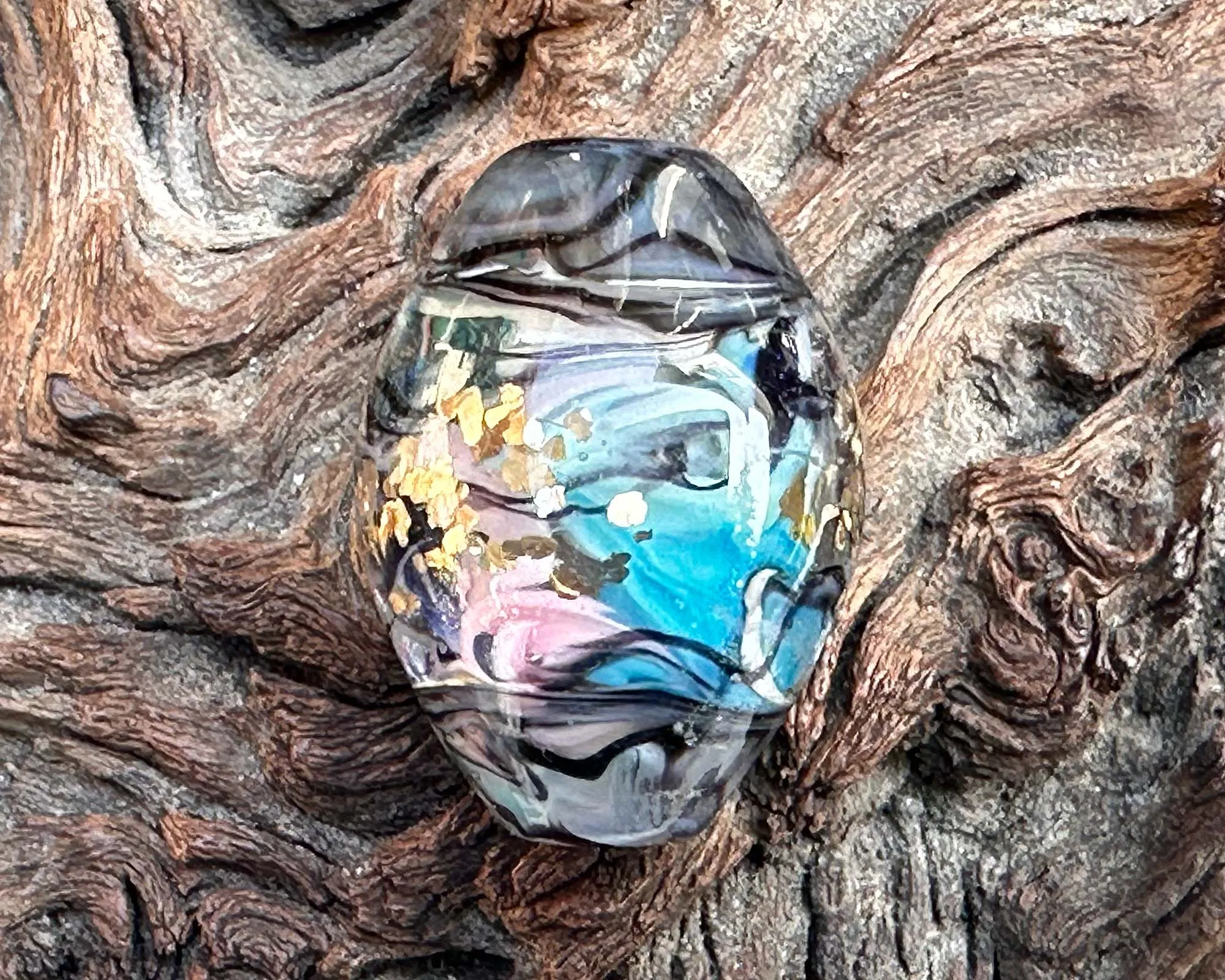 Celestial Steel Prism Lampwork Focal Bead