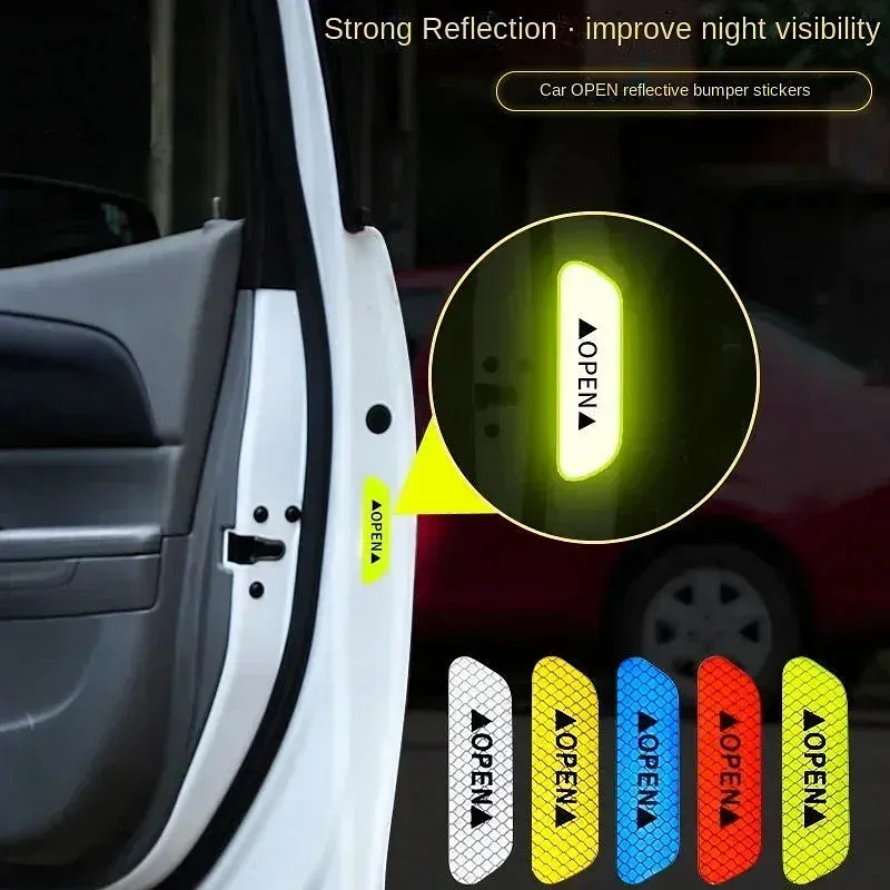 Color Name: Red - 2023 Car Door Reflective Sticker Safety Opening