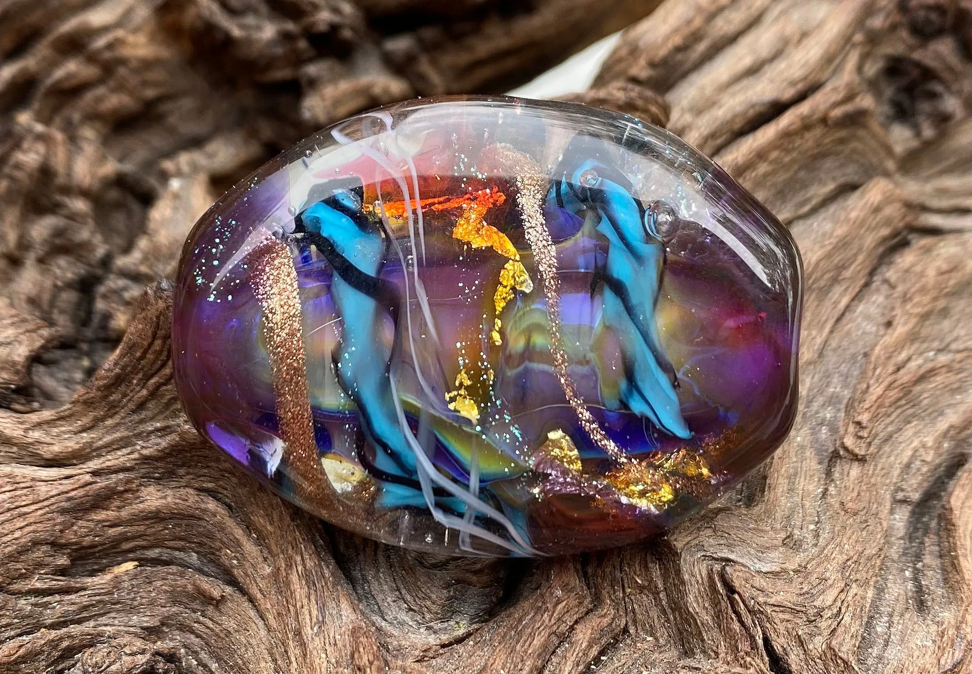 Colorful Purple Lampwork Focal Bead SRA