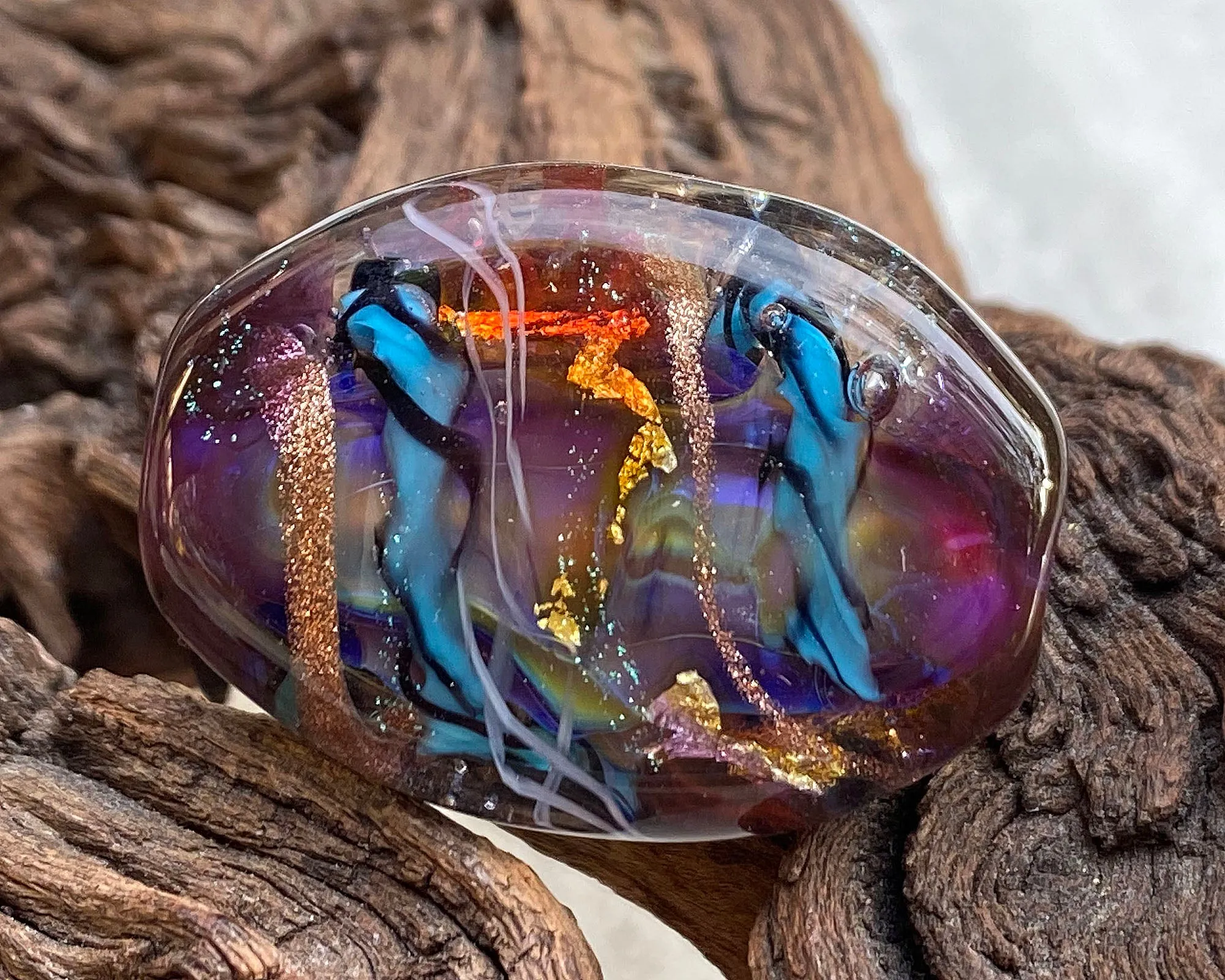 Colorful Purple Lampwork Focal Bead SRA