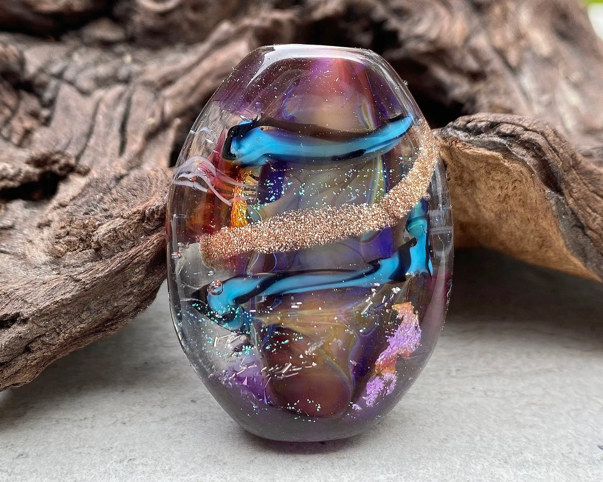 Colorful Purple Lampwork Focal Bead SRA