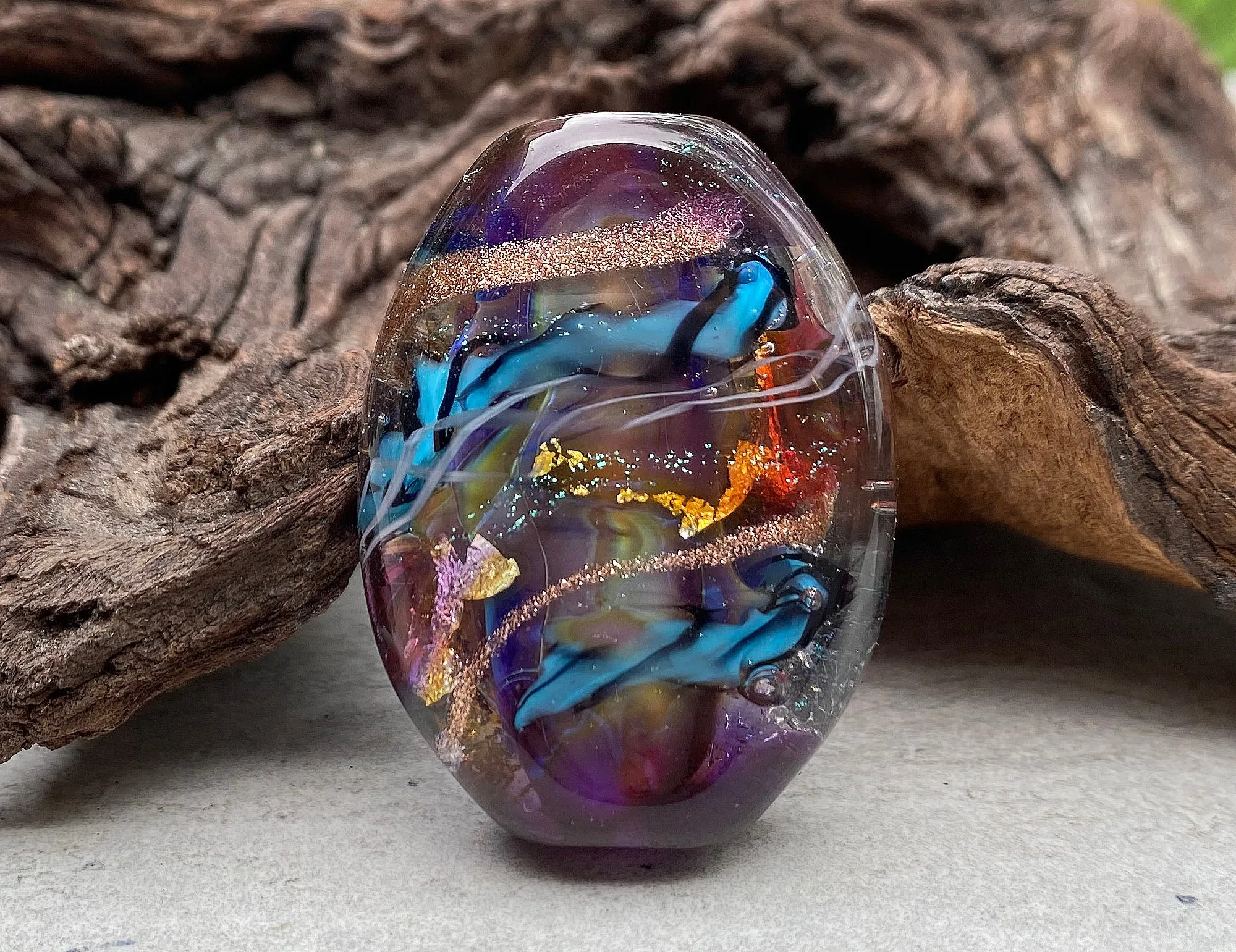 Colorful Purple Lampwork Focal Bead SRA