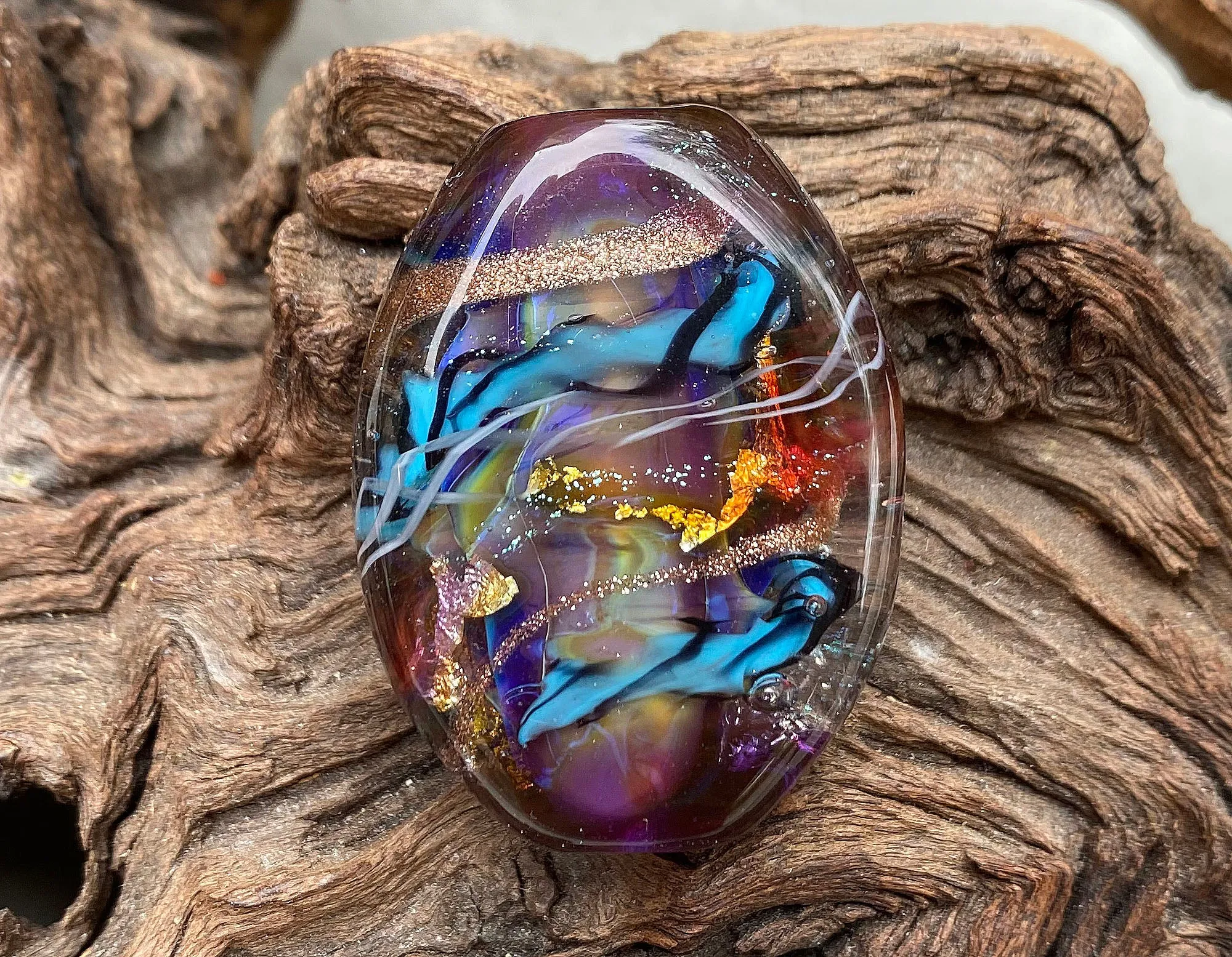 Colorful Purple Lampwork Focal Bead SRA