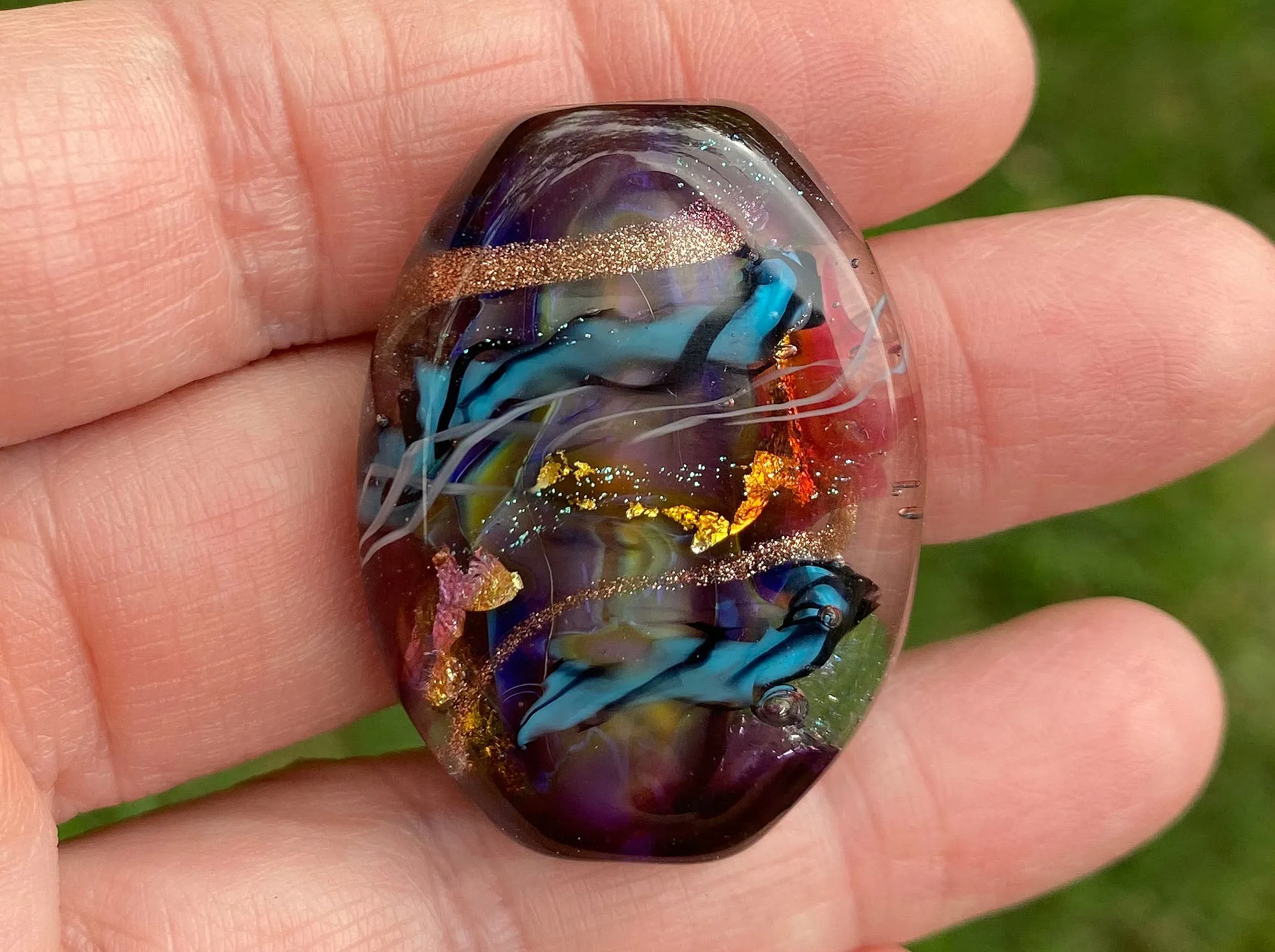 Colorful Purple Lampwork Focal Bead SRA