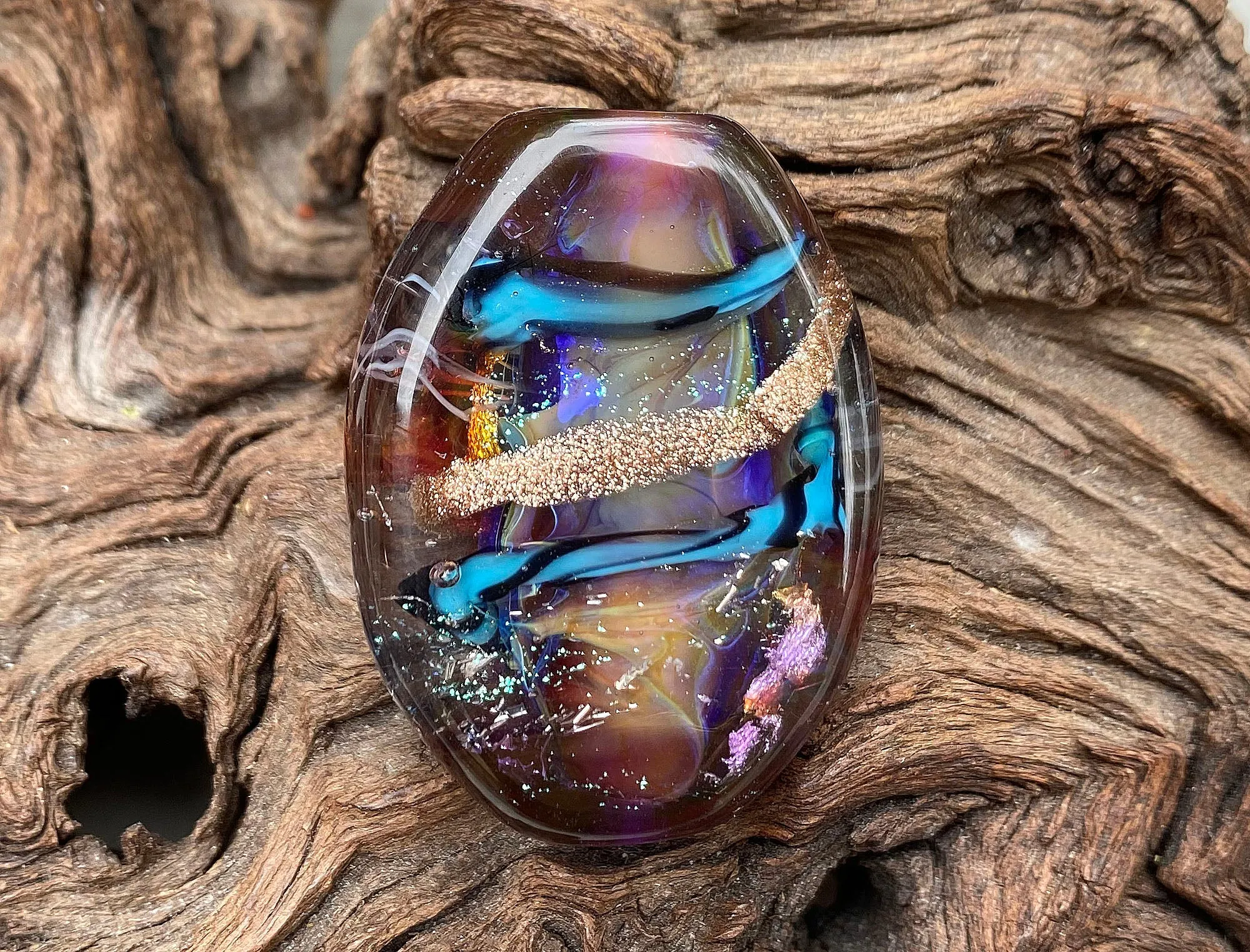Colorful Purple Lampwork Focal Bead SRA