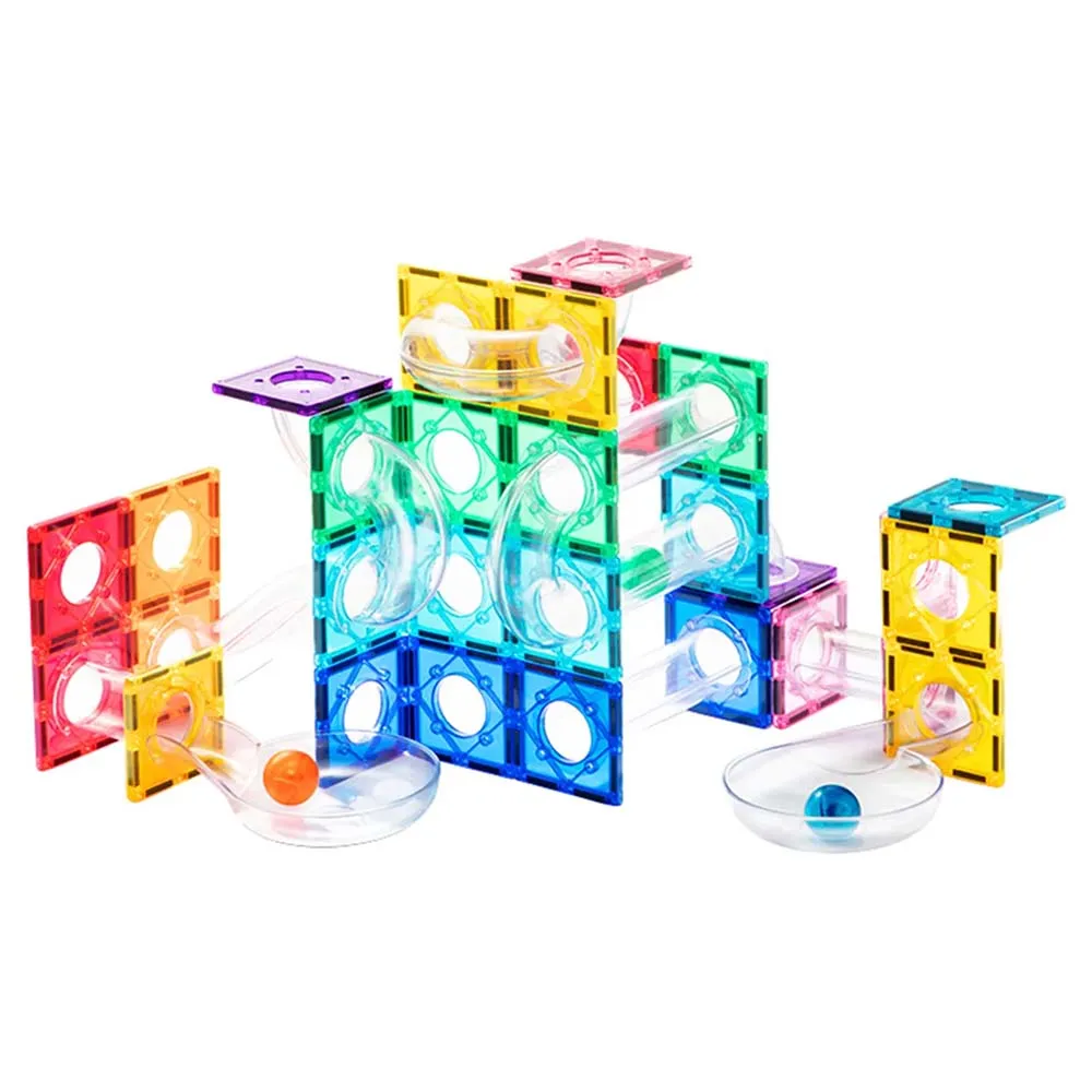 Colourful Magnetic Tiles Marble Run 100pc
