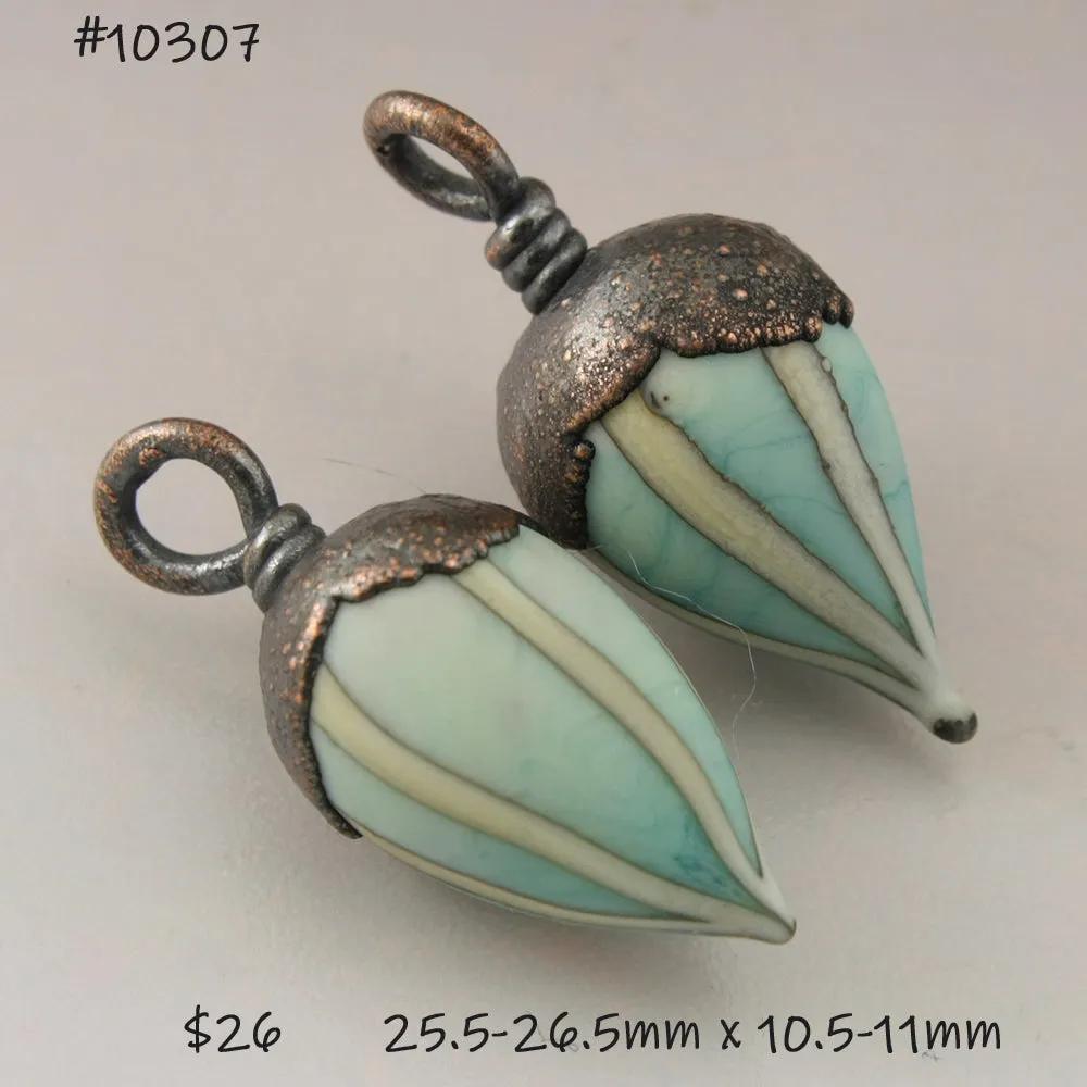 Copper Green and Ivory Pinstripes Drops with Copper Electroforming