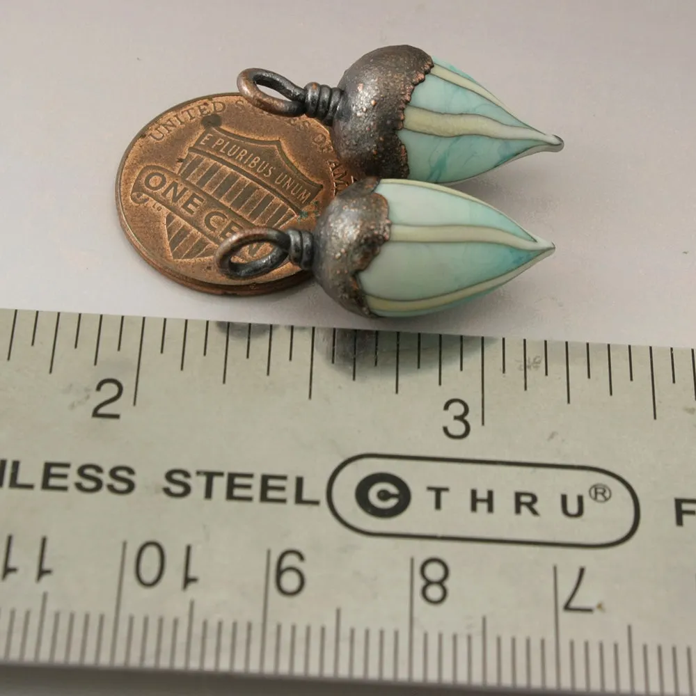 Copper Green and Ivory Pinstripes Drops with Copper Electroforming
