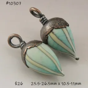Copper Green and Ivory Pinstripes Drops with Copper Electroforming