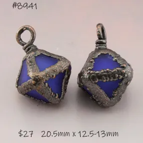 Dark Blue Etched Geometric Crystals with Copper Electroforming