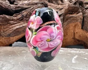 Dazzling Pink Floral Lampwork Focal Bead SRA