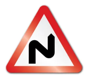 Double bend ahead, first to the right symbol (Post/Fence Fix)