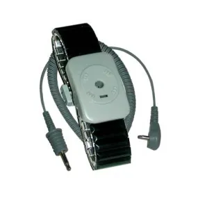 Dual Conductor Black Speidel Metal Wrist Strap With 5' Coil Cord, Large-5PK