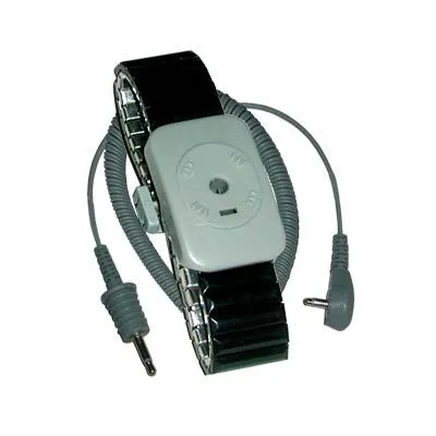 Dual Conductor Black Speidel Metal Wrist Strap With 5' Coil Cord, Large-5PK