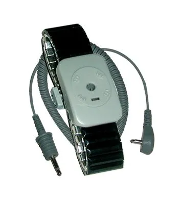 Dual Conductor Black Speidel Metal Wrist Strap With 5' Coil Cord, Medium-5PK