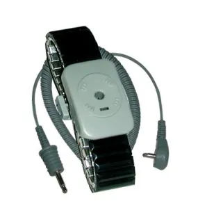 Dual Conductor Black Speidel Metal Wrist Strap With 5' Coil Cord, Medium-5PK