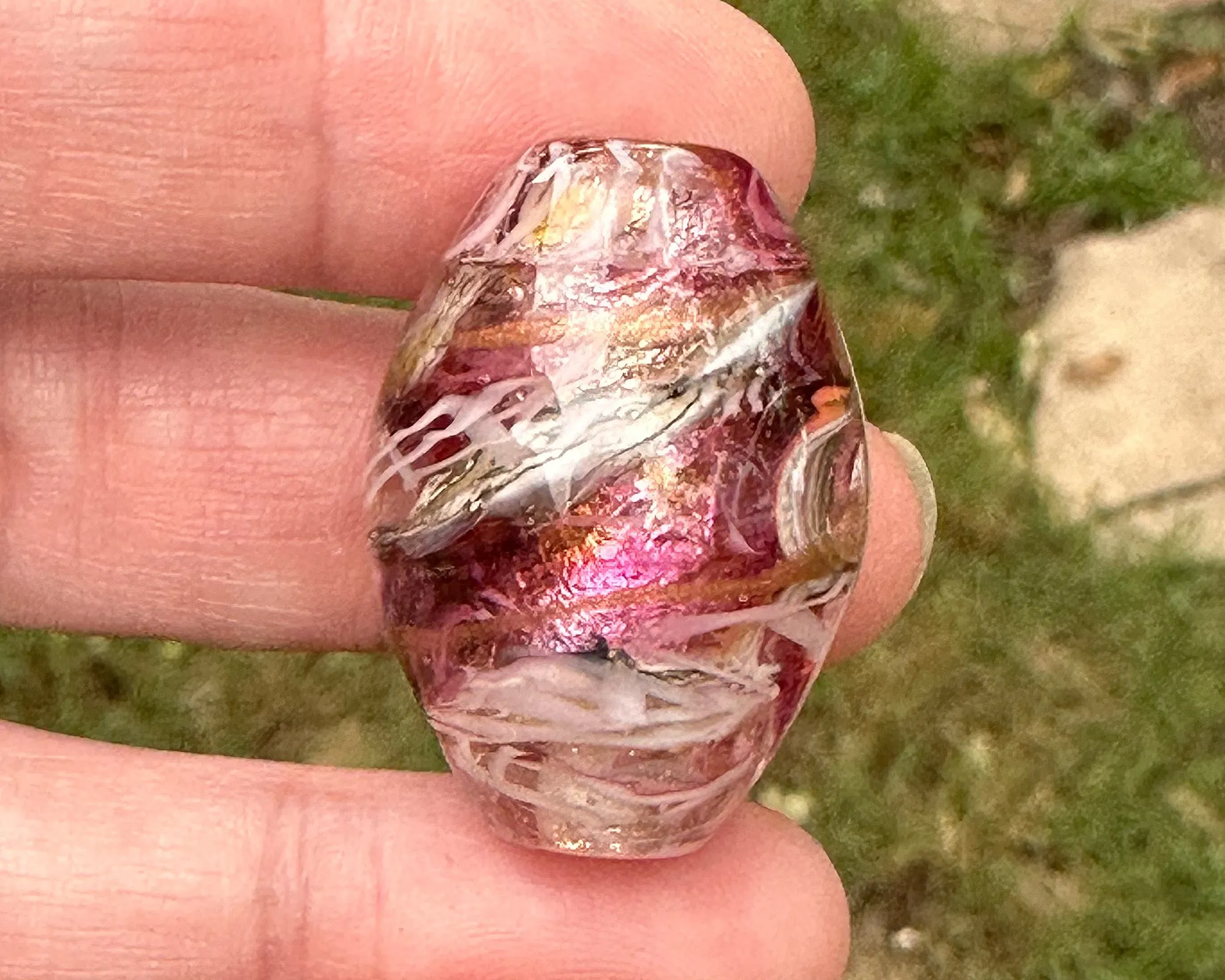 Elegant Pink Swirl Lampwork Focal Bead