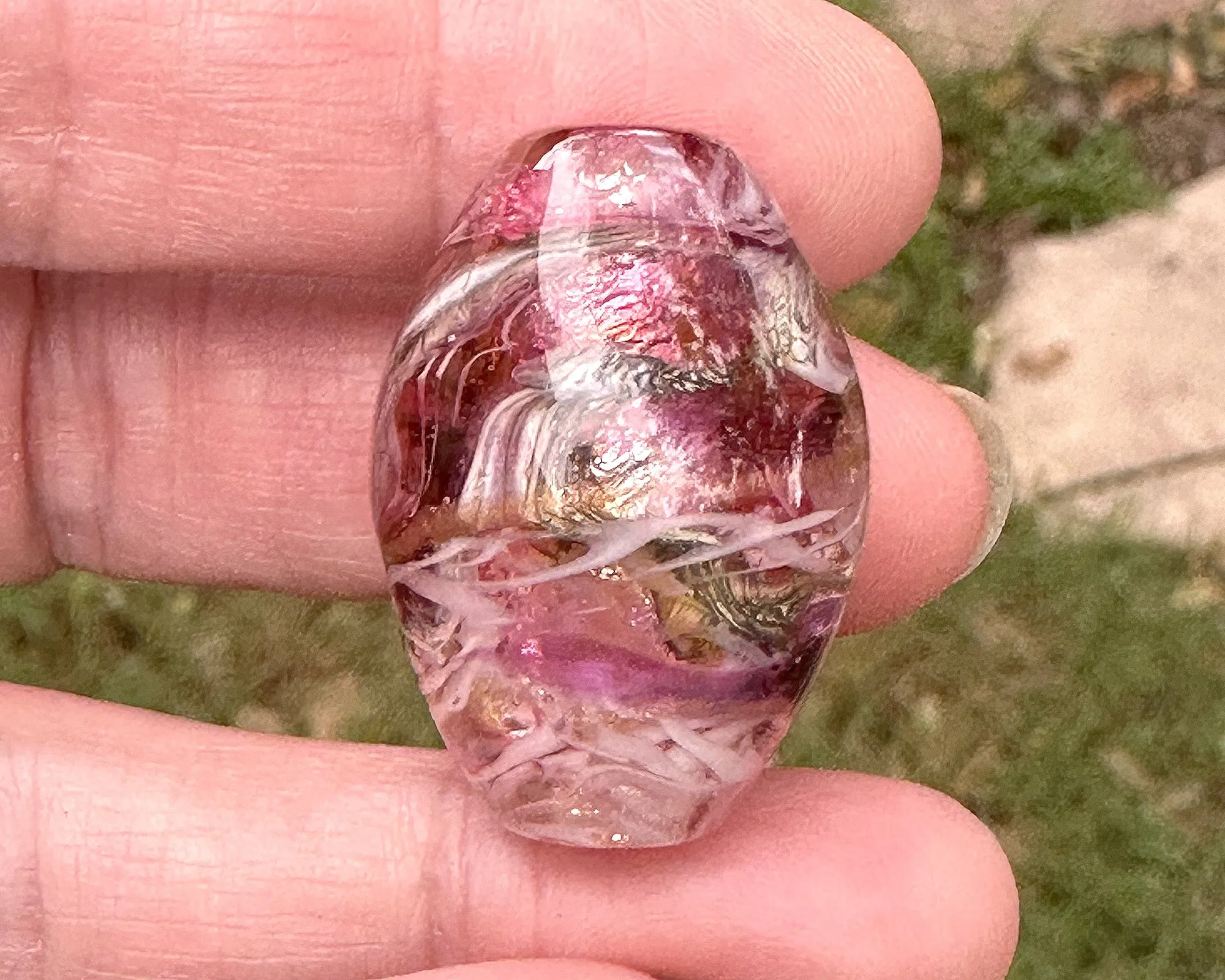 Elegant Pink Swirl Lampwork Focal Bead