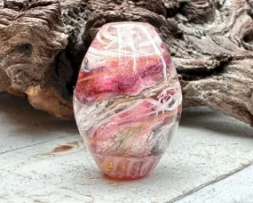 Elegant Pink Swirl Lampwork Focal Bead