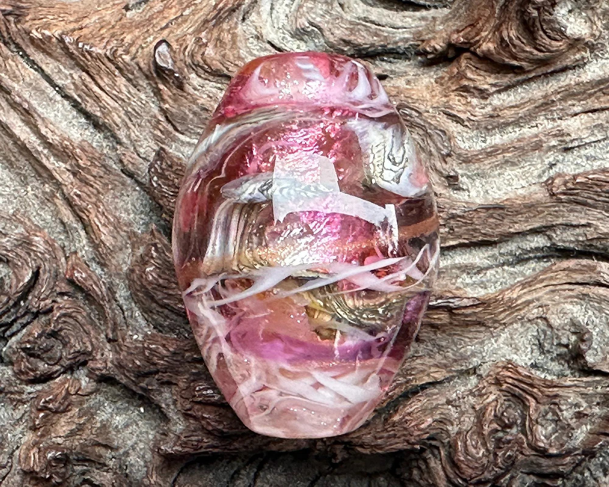 Elegant Pink Swirl Lampwork Focal Bead