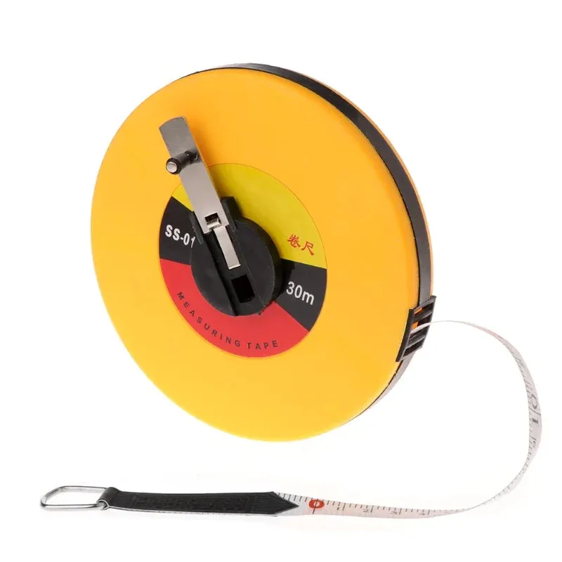 Fiber Measuring Tape 10/30m Hand-held Disc Flexible Ruler Wind Up Measure