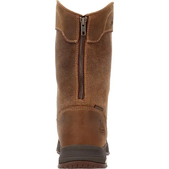Georgia Boot Men's Athens Superlyte Wellington Brown Waterproof Pull On Work Boot GB00549