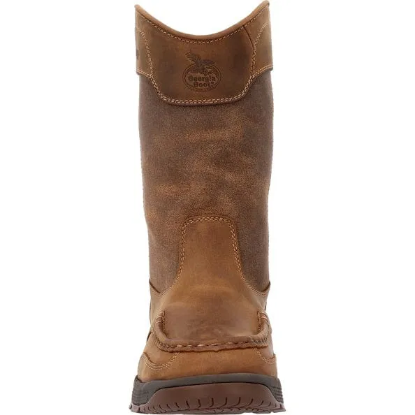 Georgia Boot Men's Athens Superlyte Wellington Brown Waterproof Pull On Work Boot GB00549
