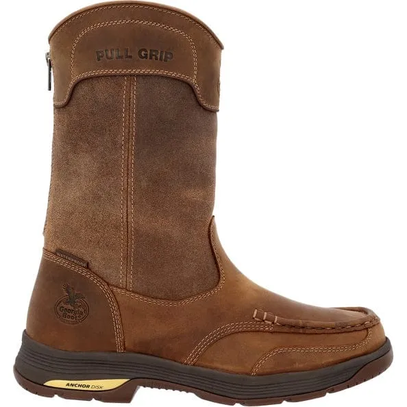 Georgia Boot Men's Athens Superlyte Wellington Brown Waterproof Pull On Work Boot GB00549