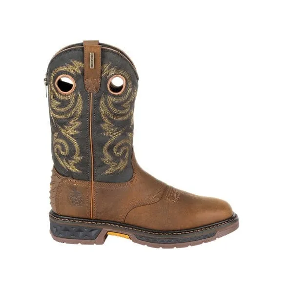 Georgia Boot Men's Black and Brown Square Toe Work Boot GB00266