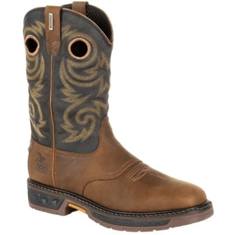 Georgia Boot Men's Black and Brown Square Toe Work Boot GB00266