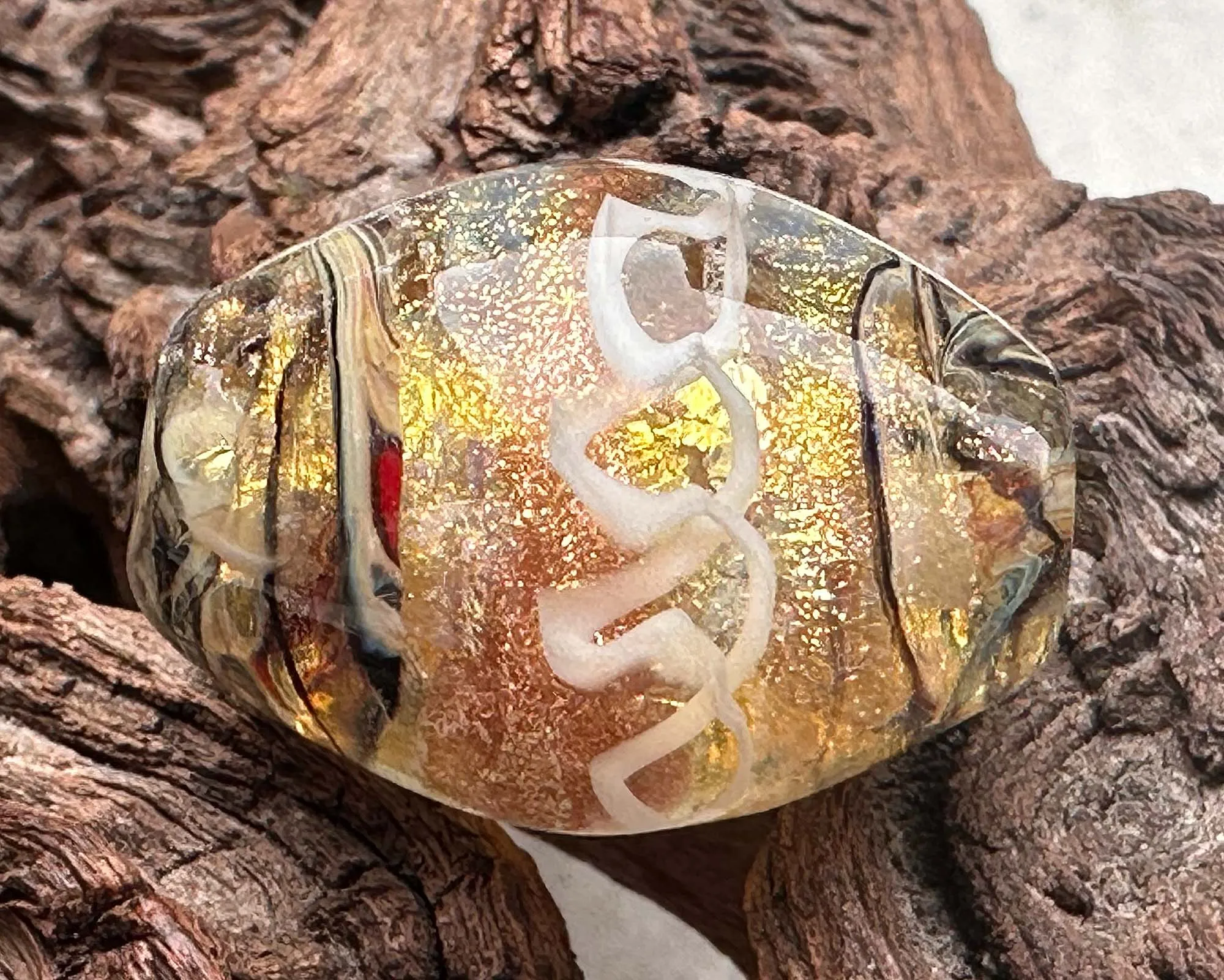Gilded Gold Lampwork Focal Bead SRA