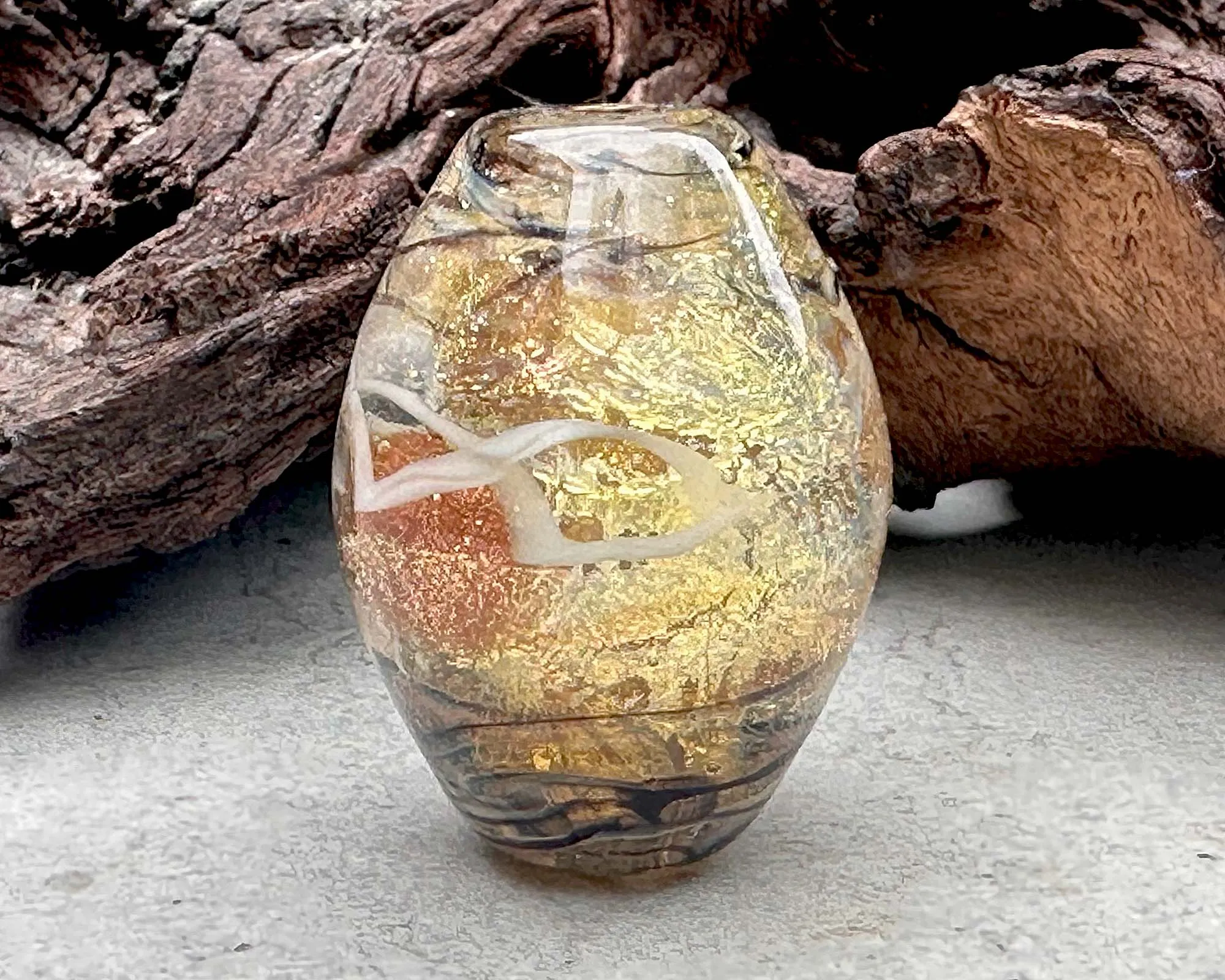 Gilded Gold Lampwork Focal Bead SRA